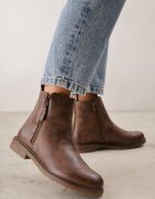 super mode Botine clasice cu toc plat și fermoar decorativ Wenica Maro