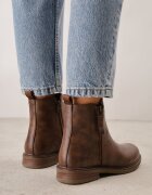 super mode Botine clasice cu toc plat și fermoar decorativ Wenica Maro