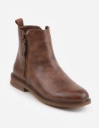 super mode Botine clasice cu toc plat și fermoar decorativ Wenica Maro