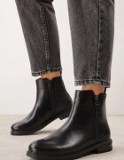 super mode Botine clasice cu toc plat și fermoar decorativ Wenica Negre