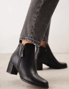 super mode Botine clasice până la gleznă cu toc gros și fermoar decorativ Loryna Negre