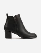 super mode Botine clasice până la gleznă cu toc gros și fermoar decorativ Loryna Negre