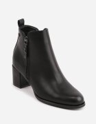 super mode Botine clasice până la gleznă cu toc gros și fermoar decorativ Loryna Negre