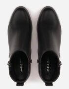 super mode Botine clasice până la gleznă cu toc gros și fermoar decorativ Loryna Negre