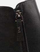 super mode Botine clasice până la gleznă cu toc gros și fermoar decorativ Loryna Negre