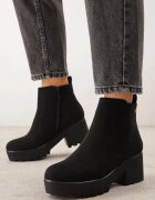 super mode Botine cu talpă groasă și toc decorate cu cusături Viveita Negre