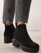 super mode Botine cu talpă groasă și toc decorate cu cusături Viveita Negre