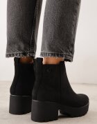 super mode Botine cu talpă groasă și toc decorate cu cusături Viveita Negre