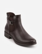 super mode Botine cu talpă joasă (tip chelsea) decorate cu dungă și cataramă Rosint Maro