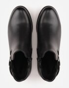super mode Botine cu talpă joasă (tip chelsea) decorate cu dungă și cataramă Rosint Negre