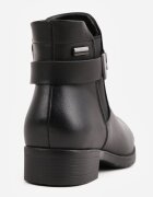 super mode Botine cu talpă joasă (tip chelsea) decorate cu dungă și cataramă Rosint Negre