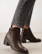 super mode Botine elegante cu toc gros cu inserție elastică și curea cu cataramă Danla Maro
