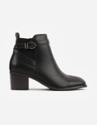 super mode Botine elegante cu toc gros cu inserție elastică și curea cu cataramă Danla Negre