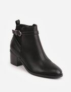 super mode Botine elegante cu toc gros cu inserție elastică și curea cu cataramă Danla Negre