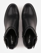 super mode Botine elegante cu toc gros cu inserție elastică și curea cu cataramă Danla Negre