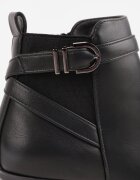 super mode Botine elegante cu toc gros cu inserție elastică și curea cu cataramă Danla Negre