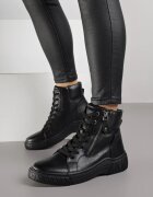 super mode Botine Negre Sportive cu carâmb șiretuit și fermoar decorativ Ezilare