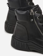 super mode Botine Negre Sportive cu carâmb șiretuit și fermoar decorativ Ezilare