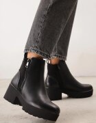 super mode Botine pe toc gros și platformă cu talpă profilată decorate cu fermoar Alverian Negre