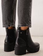 super mode Botine pe toc gros și platformă cu talpă profilată decorate cu fermoar Alverian Negre