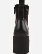 super mode Botine pe toc gros și platformă cu talpă profilată decorate cu fermoar Alverian Negre