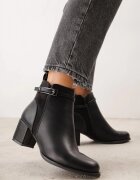 super mode Ghete elegante pe toc gros cu curea decorativă cu cataramă Logina Negre