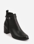 super mode Ghete elegante pe toc gros cu curea decorativă cu cataramă Logina Negre