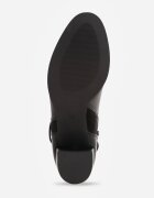 super mode Ghete elegante pe toc gros cu curea decorativă cu cataramă Logina Negre