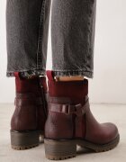 super mode Ghete în stil vintage izolați cu curea caramb din imitație de piele și imitație de piele întoarsă Birel Roșii
