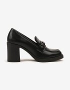 super mode Pantofi negri cu toc stil mocasin cu branț din piele și cataramă Tuliora