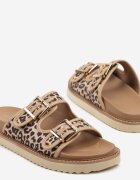 super mode Papuci Bej Leopard Clasice cu barete cu catarame Palavenna