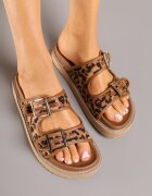 super mode Papuci Clasice cu imprimeu leopard Maro cu barete cu catarame Palavenna