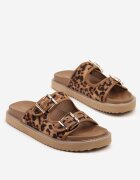 super mode Papuci Clasice cu imprimeu leopard Maro cu barete cu catarame Palavenna