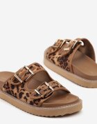 super mode Papuci Clasice cu imprimeu leopard Maro cu barete cu catarame Palavenna