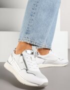 super mode Sneakersi Albi cu Inserații Metalice și Fermoar Decorativ Alanatia