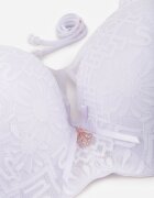  Sutien Alb Tip Full Cup cu Dantelă și Bretele Reglabile Nestakate