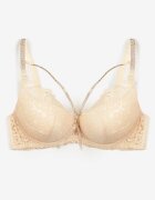  Sutien Bej deschis din dantelă Push-Up cu Zirconii Decorative Hevantia