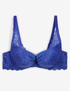  Sutien bleumarin dantelat cu efect Push Up Grateria