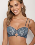 Sutien Bleumarin Dantelat Push Up cu Bretele Duble Reglabile Emilinoria
