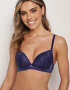  Sutien bleumarin de dantelă tip push-up cu cupe căptușite și ornamente metalice Ellas