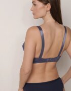  Sutien Bleumarin-Gri cu Bretele Reglabile cu Finisaj din Dantelă Kefefia