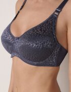  Sutien Bleumarin-Gri cu Bretele Reglabile cu Finisaj din Dantelă Kefefia