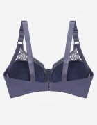  Sutien Bleumarin-Gri cu Bretele Reglabile cu Finisaj din Dantelă Kefefia