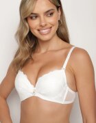  Sutien din dantelă bej deschis Push-up decorat cu aplicație metalică Norithiel
