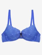  Sutien din dantelă Push Up decorat cu aplicație metalică Albastru Norithiel
