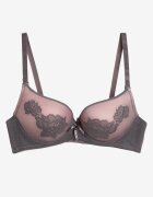 Sutien Gri-Roz tip Push Up cu fundiță decorativă și trandafiri Nivrine