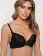  Sutien Negru-Bej cu Push Up și Cupe din Dantelă Berilis