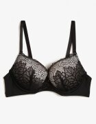  Sutien Negru-Bej cu Push Up și Cupe din Dantelă Berilis