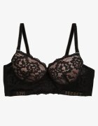  Sutien Negru-Bej din dantelă Push-up cu Pandantiv Decorativ și Zirconii Verenia