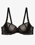  Sutien Negru-Bej Push Up cu Dantelă Nimffea